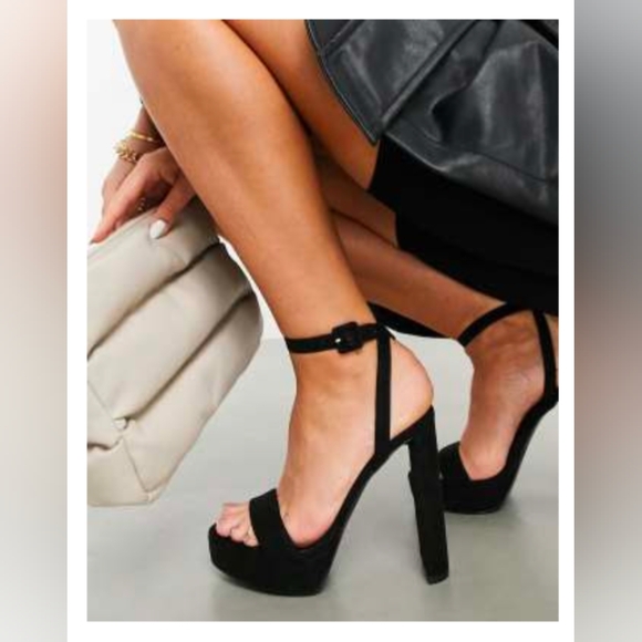 Asos design black suede platform high heels - size 5 - Picture 1 of 3